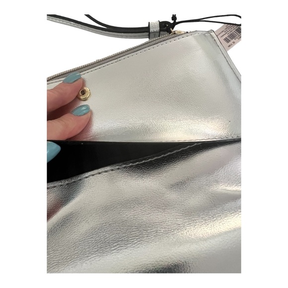 Victoria's Secret quilted metallic silver, studded wristlet wallet … - Picture 9 of 15